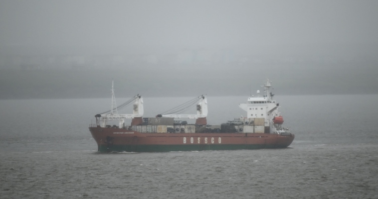 Теплоход "Вячеслав Анисимов" по пути на Чукотку задержал шторм