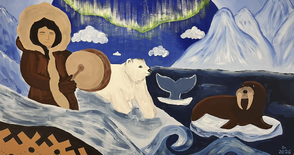 В Угольных Копях ученики расписали стены Центра образования красками