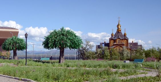 В столице Чукотки демонтировали искусственные деревья 